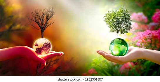 Contrast between degraded and restored earth